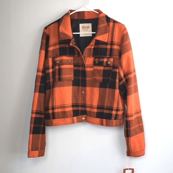 orange plaid jacket womens